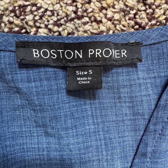 Boston Proper Sleeveless Jumpsuit Blue Size Small Tie Waist Detail Button Front - Picture 9 of 10